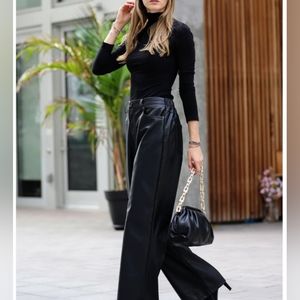 BOHO VEGAN LEATHER HIGH WAIST PANTS WITH POCKETS